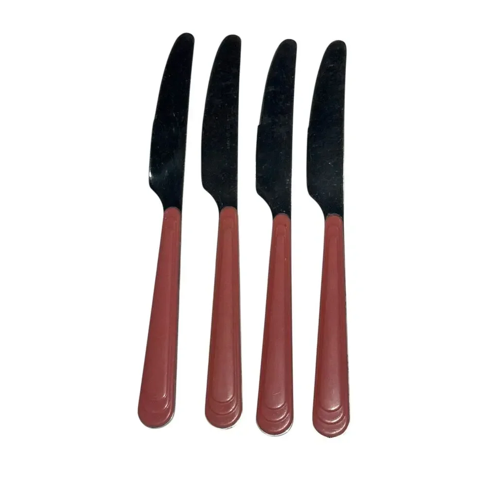 Vintage MCM‎ Gibson Stainless Flatware Mauve Handle Forks Spoons Knives Utensils